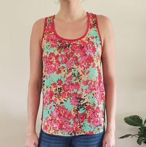 Pink floral tank top, size medium